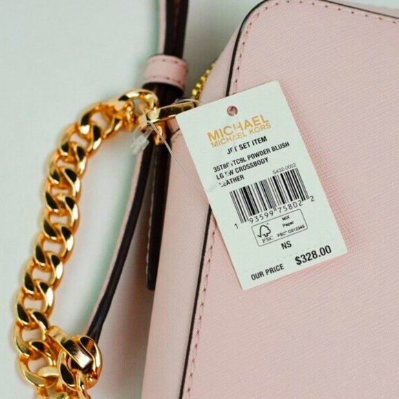 SALE! NWT Michael Kors Leather E/W Jet Set Crossbody Shoulder Bag Pink Blush - Picture 6 of 14